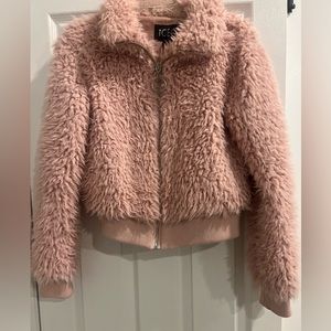 Very cute pink fur jacket size small.